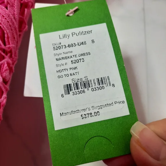 LILLY PULITZER Lace Cotton Dress MarieKate Scalloped Battenberg Pink NEW S - Picture 10 of 10